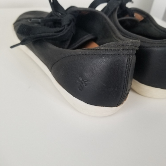 Frye Black Leather Mindy Low Lace Sneakers Size 7 - Picture 6 of 13